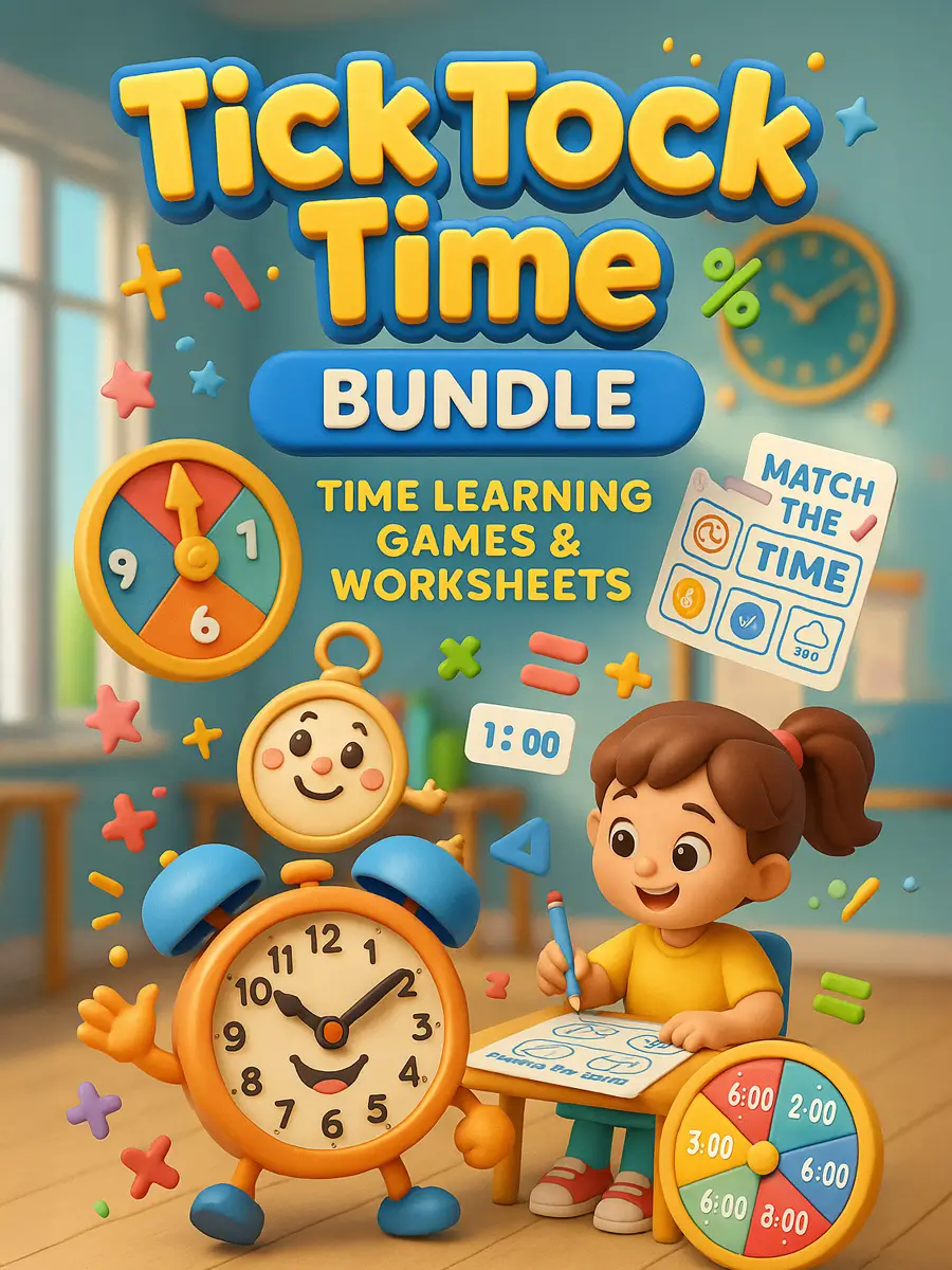 Tick Tock Time Bundle – 360 Pages of Time Learning Games & Worksheets